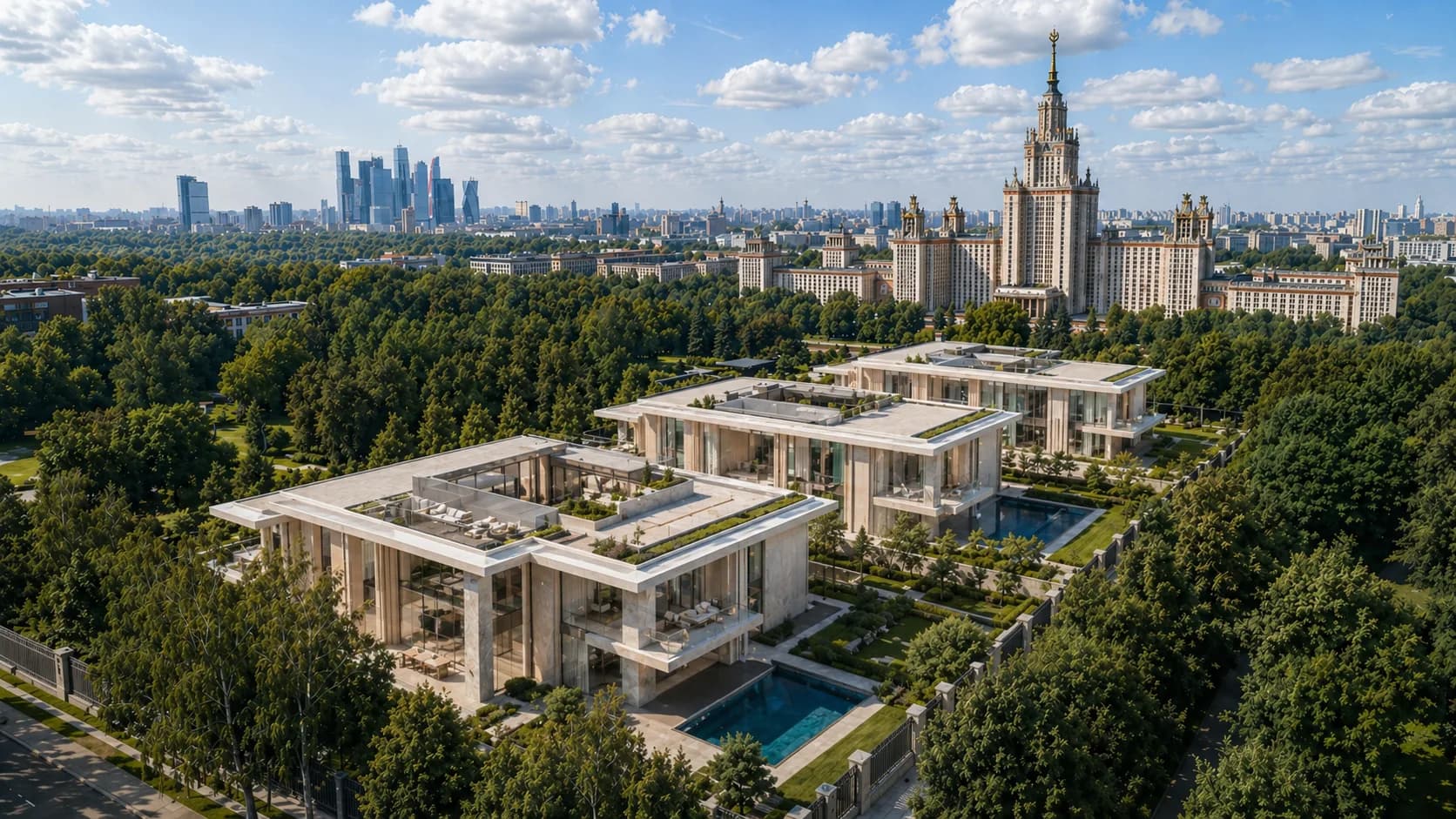 Виллы с патио и террасой 25 м² в Раменках от 135 млн